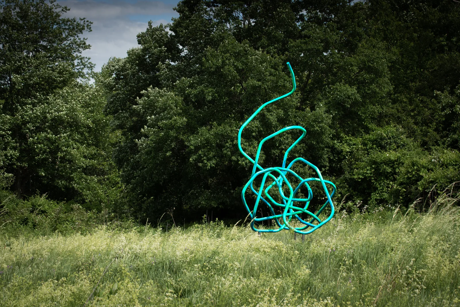 Continuous Line II (aquamarine), Art on the Trails, Beals Preserve, Southborough, MA
