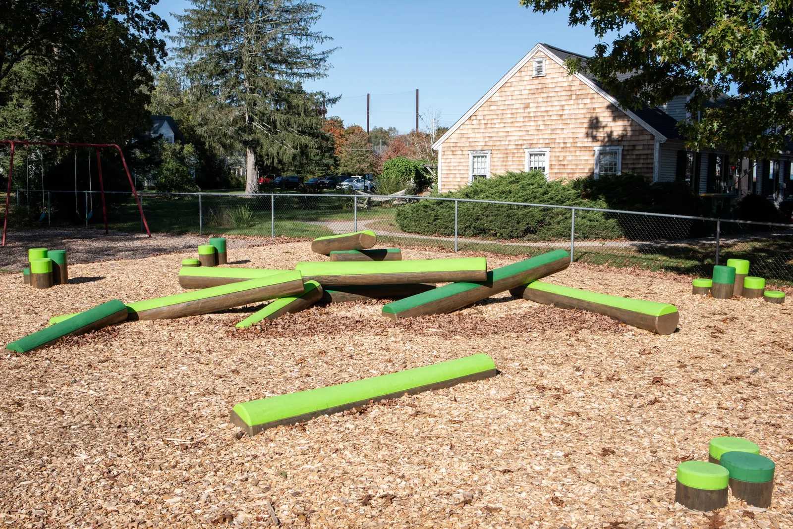 Log Pile, Early Learning Center, Wheaton College, Norton, MA, view 2