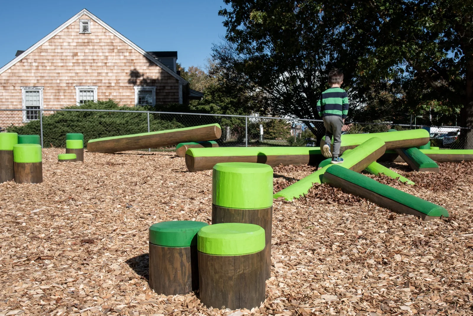 Log Pile, Early Learning Center, Wheaton College, Norton, MA, view 3