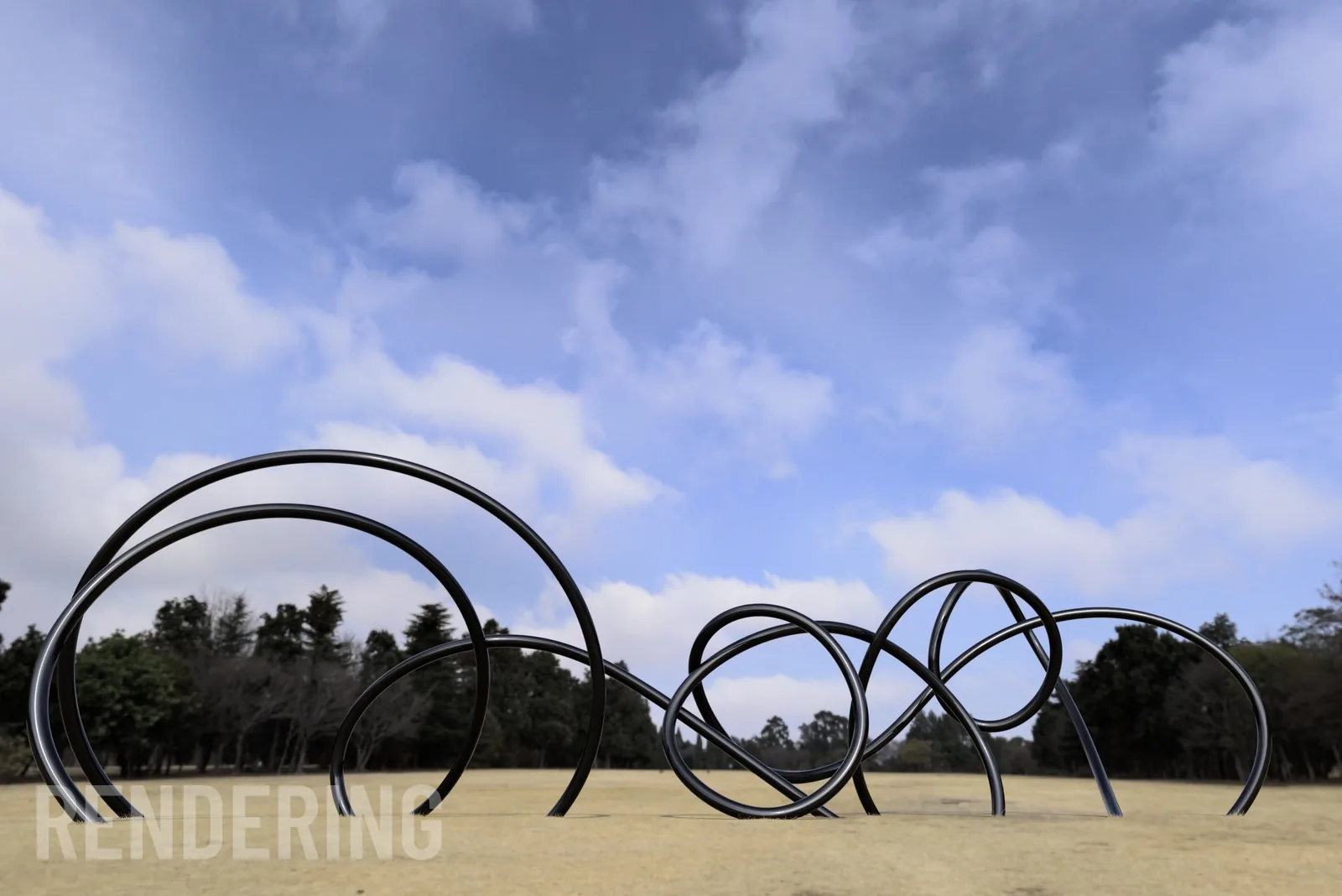 Black loops, open field, view 2